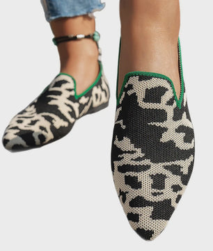Dames Loafers met Puntige Neus - Luipaardprint & Gemengde Kleuren - Comfortabele Platte Schoenen