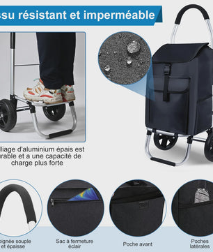 Draagbare Boodschappentrolley 45L - Opvouwbaar, Waterdicht & Klimmend