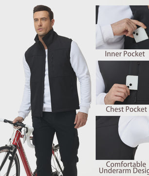 Heren Winddicht Softshell Vest - Comfortabele Mouwloze Sportjas voor Outdoor & Fietsen