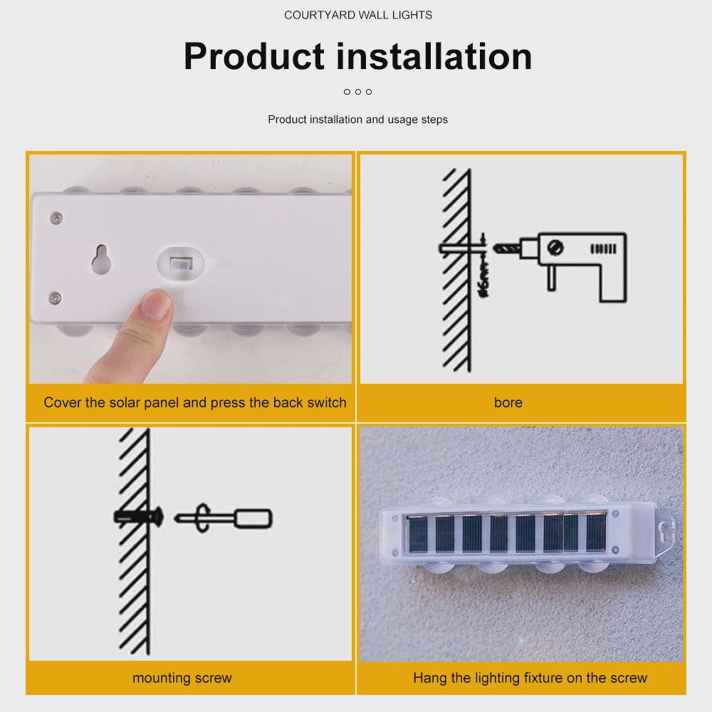 4x LED Solar Wandlampen Waterdicht - Buiten & Tuinverlichting met Boven- en Onderstraal
