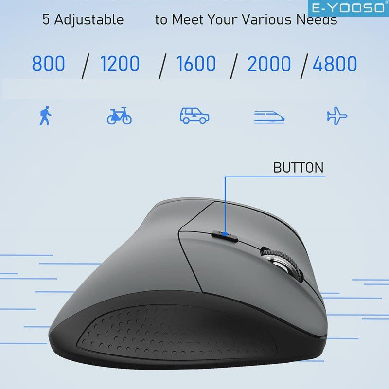 E-YOOSO X-45 Ergonomische Draadloze Muis - 4800DPI, 6 Knoppen, Stille Kliks voor PC & Laptop