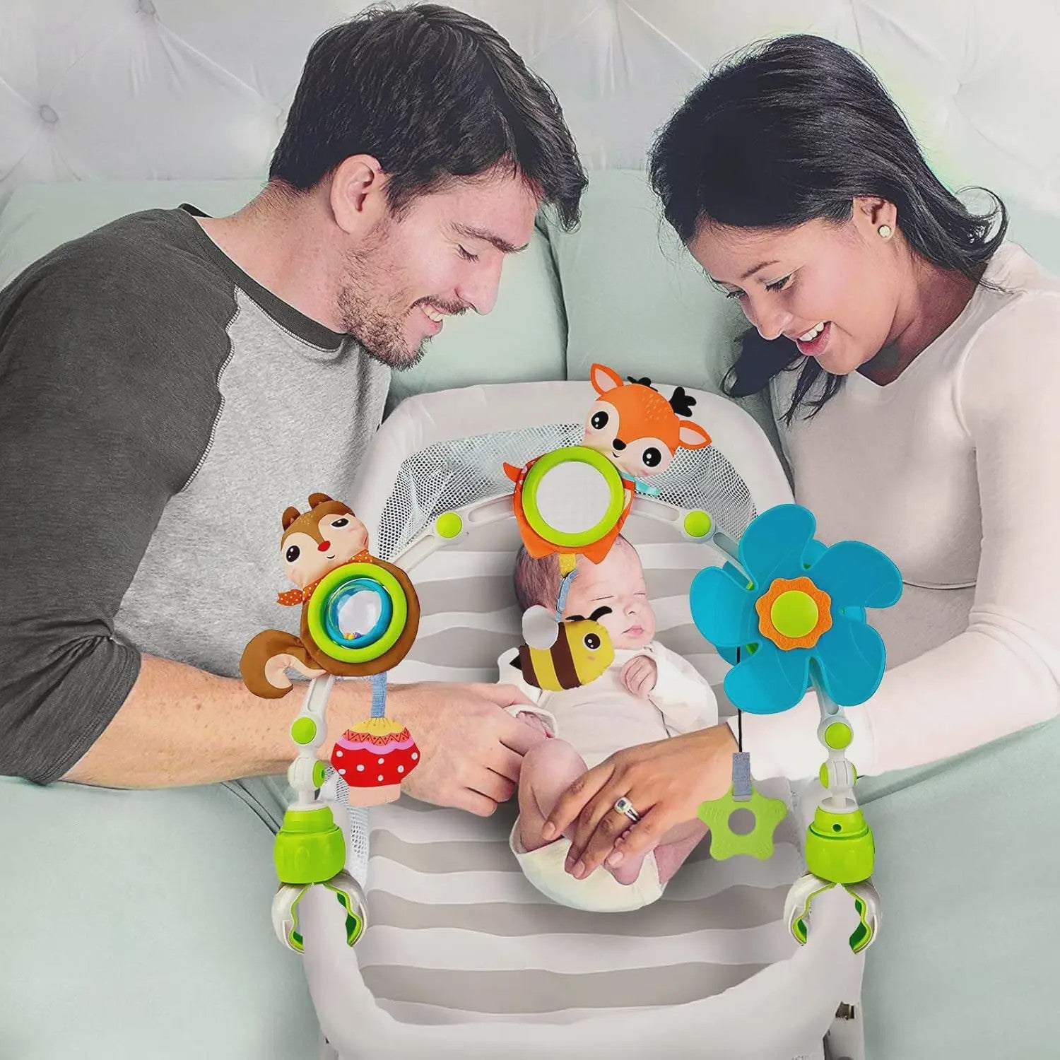 Multifunctionele Baby Activiteitenboog met Muziek & Speelgoed - Kinderwagen, Reiswieg, Autostoel