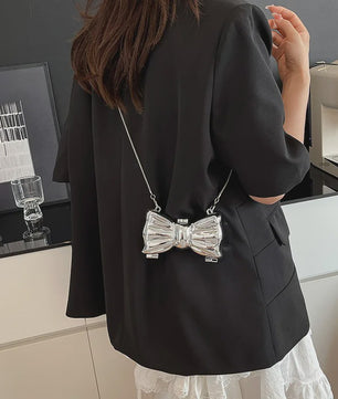 Luxe Strik Handtas van Metaal met Ketting - Speelse Crossbody Tas