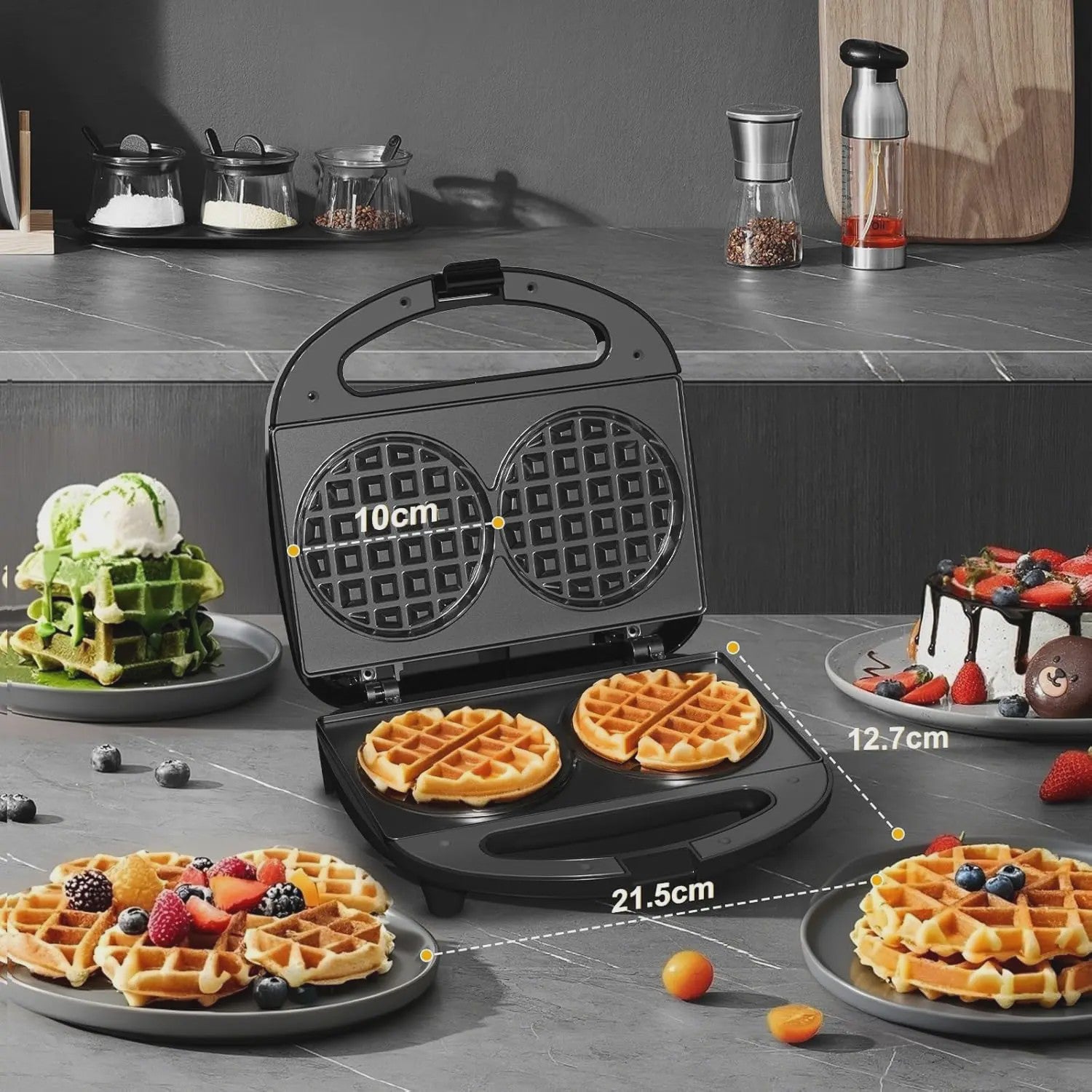 Dubbele Wafelmaker 750W - Anti-aanbak & Automatische Temperatuurregeling