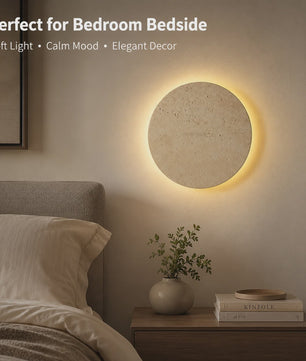 Moderne Wabi Sabi Travertin Wandlamp met LED - Natuursteen Sfeerverlichting