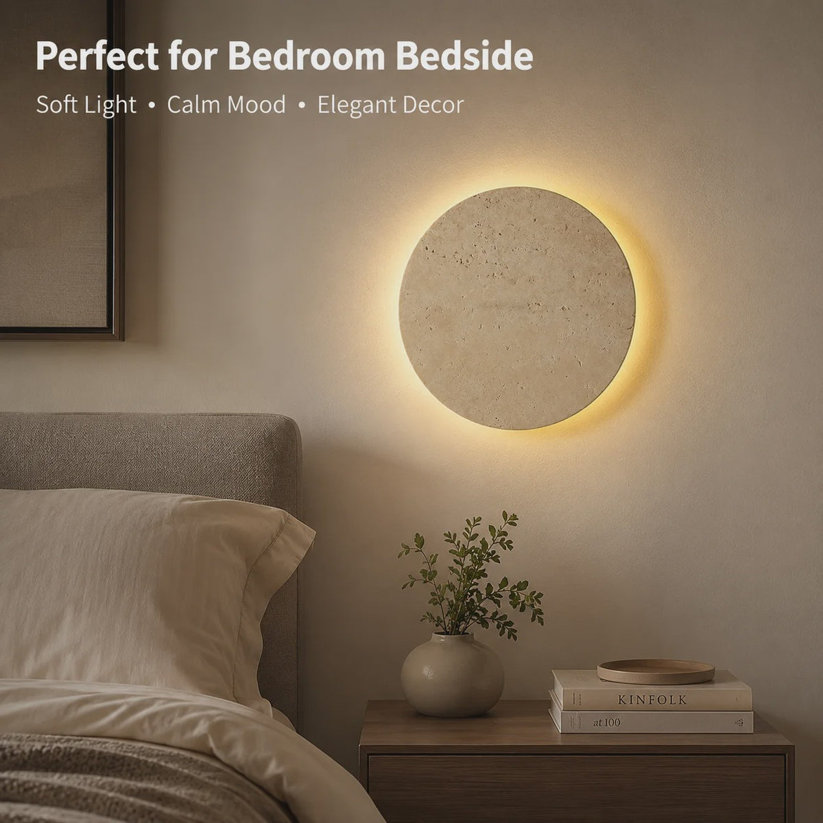 Moderne Wabi Sabi Travertin Wandlamp met LED - Natuursteen Sfeerverlichting