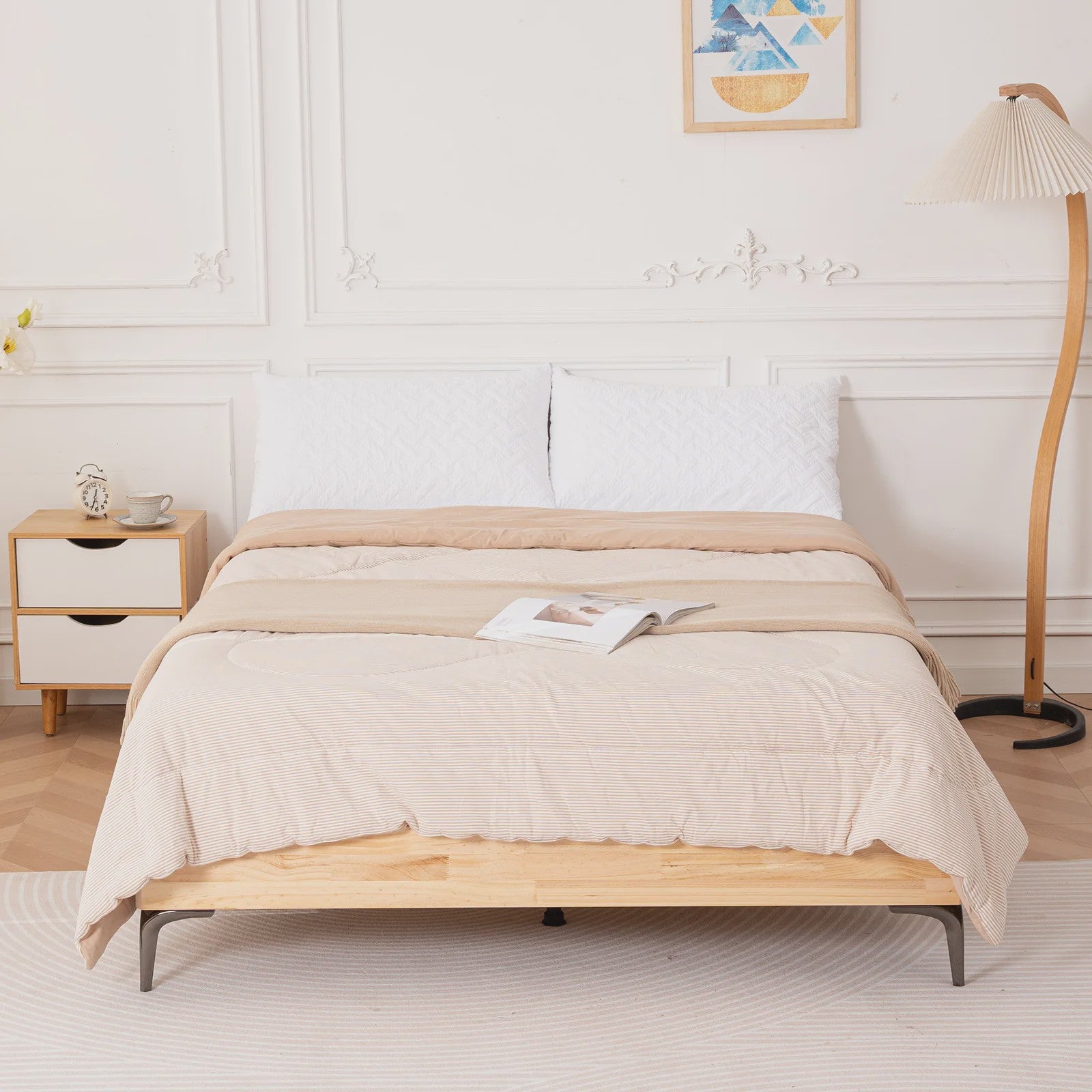 Massief Grenen Houten Bed 140x200cm met Lattenbodem en Opbergruimte - Moderne Stijl