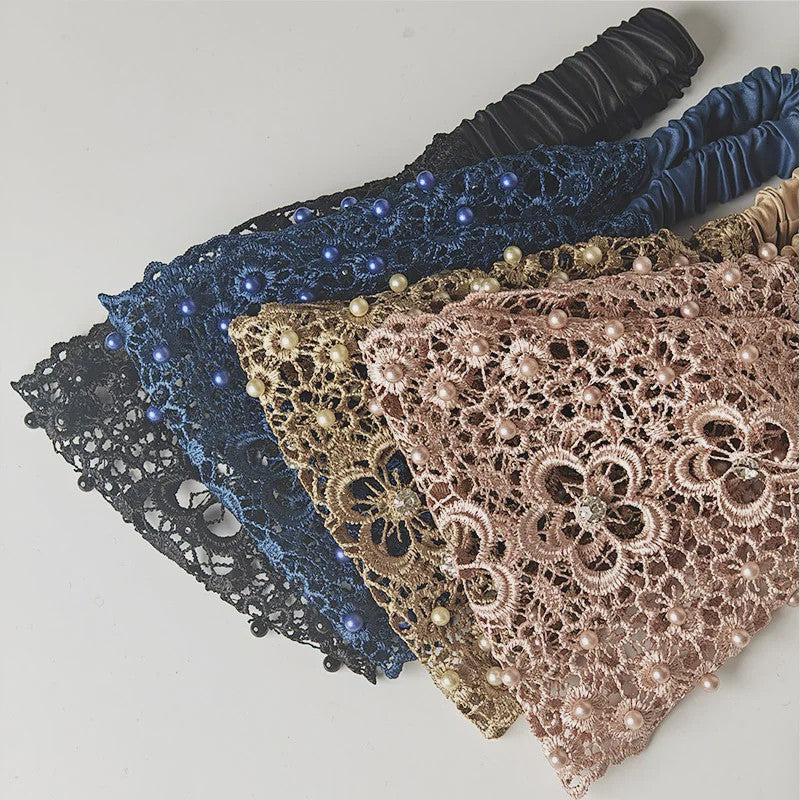 Elegante Bloemen Haarband met Parels en Kant - Stijlvolle Hoofdband voor Dames