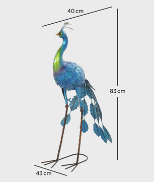 Metalen Pauw Tuinbeeld Multicolor 83cm - Weerbestendig en Decoratief