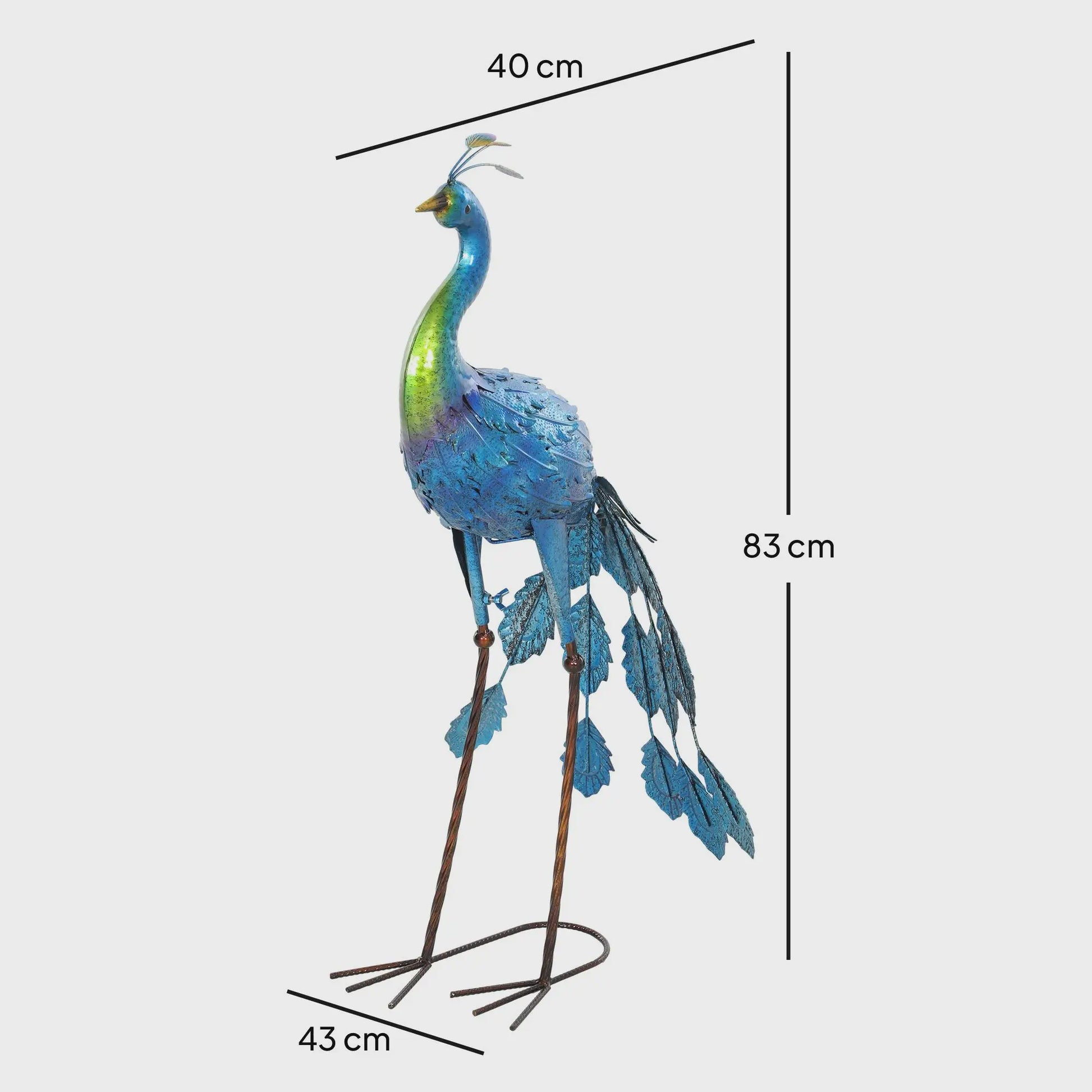 Metalen Pauw Tuinbeeld Multicolor 83cm - Weerbestendig en Decoratief
