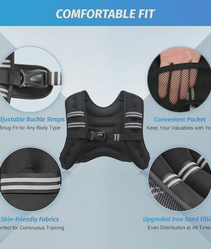 Verzwaarde Vest voor Training en Cardio - 3.6kg/5.4kg Gewicht Inbegrepen