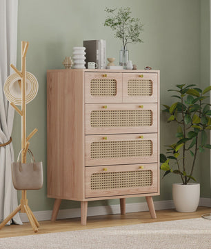 Retro Rotan Ladekast met 5 of 6 Laden - Stijlvolle Opbergkast