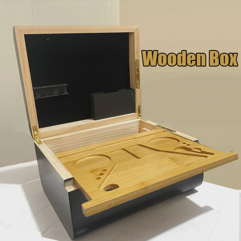 Luxe Houten Opbergdoos met Afneembaar Rolplateau & Geurafsluiting