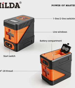 HILDA Mini Groen Laserwaterpas - 2 Lijnen Zelfnivellerend voor Precisie Klussen