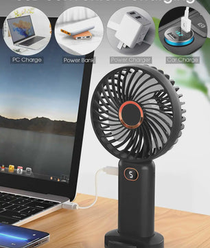 Draagbare Handventilator met Digitale Display en 5 Snelheden, USB Oplaadbaar