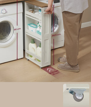 VASAGLE Smalle Rolkar met 4 Niveaus - 40x15x86.5 cm - Keuken & Badkamer Opbergoplossing