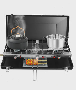 Draagbare Camping Kookplaat & BBQ Grill - Inklapbaar, Zwaar Staal