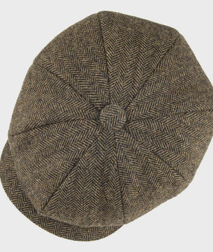 Stijlvolle Heren Herringbone Tweed Flat Cap - Britse Retro Newsboy Pet