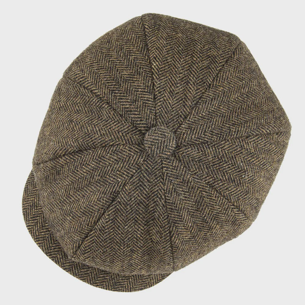 Stijlvolle Heren Herringbone Tweed Flat Cap - Britse Retro Newsboy Pet