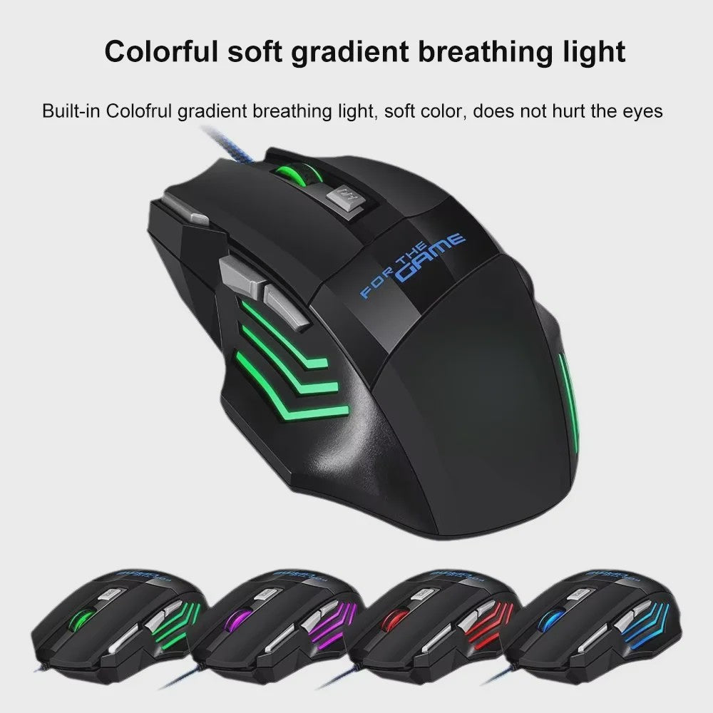 Ergonomische Gaming Muis met RGB Verlichting - 7 Knoppen, Bedraad, Plug & Play