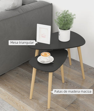 Set van 2 Nesting Salontafels met Houten Poten - Modern en Natuurlijk