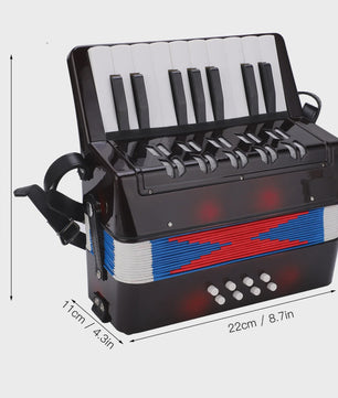 Compacte Zwarte Accordion met 17 Toetsen en 8 Bassen - Muzikaal Speelplezier