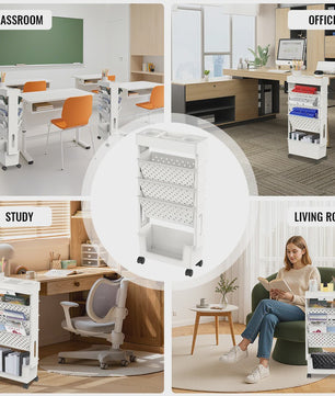 Verrijdbare Opbergtrolley met 5 Lagen - Multifunctioneel Bureau en Boekenkast Organizer