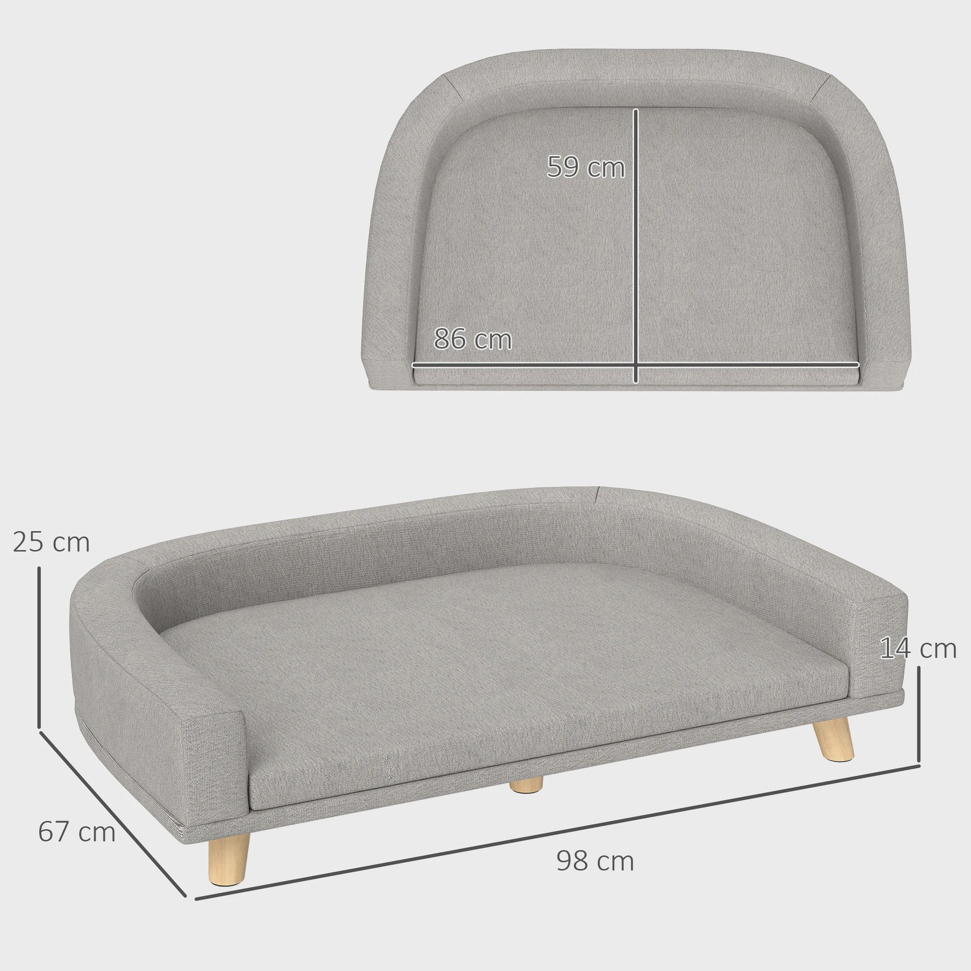 PawHut Hondenbank met Afneembaar Kussen - Scandinavisch Design, Wasbare Hoes