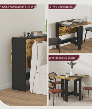 Homcom Klaptafel met 2 Uitklapbare Vleugels - 103x76x73.5 cm - Veelkleurig