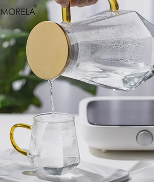 Luxe Glazen Waterkan met Diamantstructuur - Perfect voor Koude en Warme Dranken