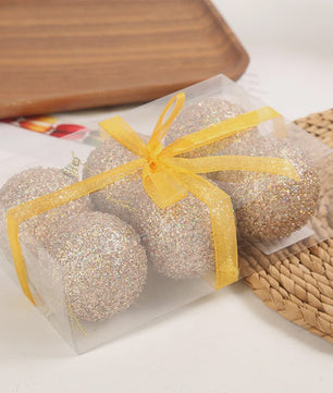 Kerstballen Champagne Goud Glitter 6cm - Set van 6, 12, 18, 24 of 30 stuks