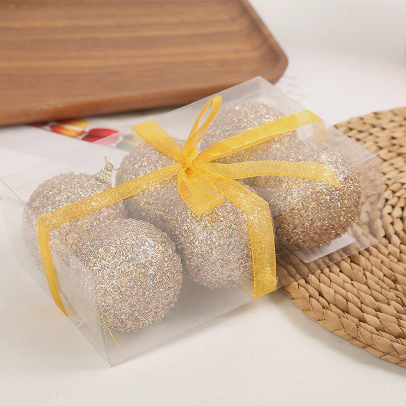 Kerstballen Champagne Goud Glitter 6cm - Set van 6, 12, 18, 24 of 30 stuks