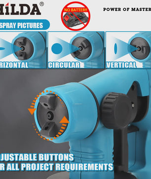 HILDA 21V Accu Verfspuit - Krachtige Draadloze HVLP Spuit voor Doe-het-zelf, Meubels, Muren & Auto (Makita Accu Compatibel)