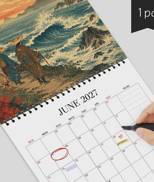 2027 Kalender: Japanse Ukiyo-e Kunst & Maandelijkse Planner - Perfect Cadeau