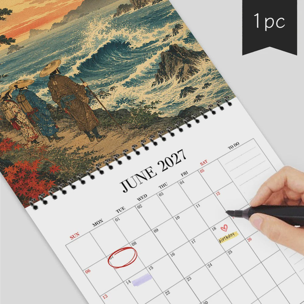 2027 Kalender: Japanse Ukiyo-e Kunst & Maandelijkse Planner - Perfect Cadeau