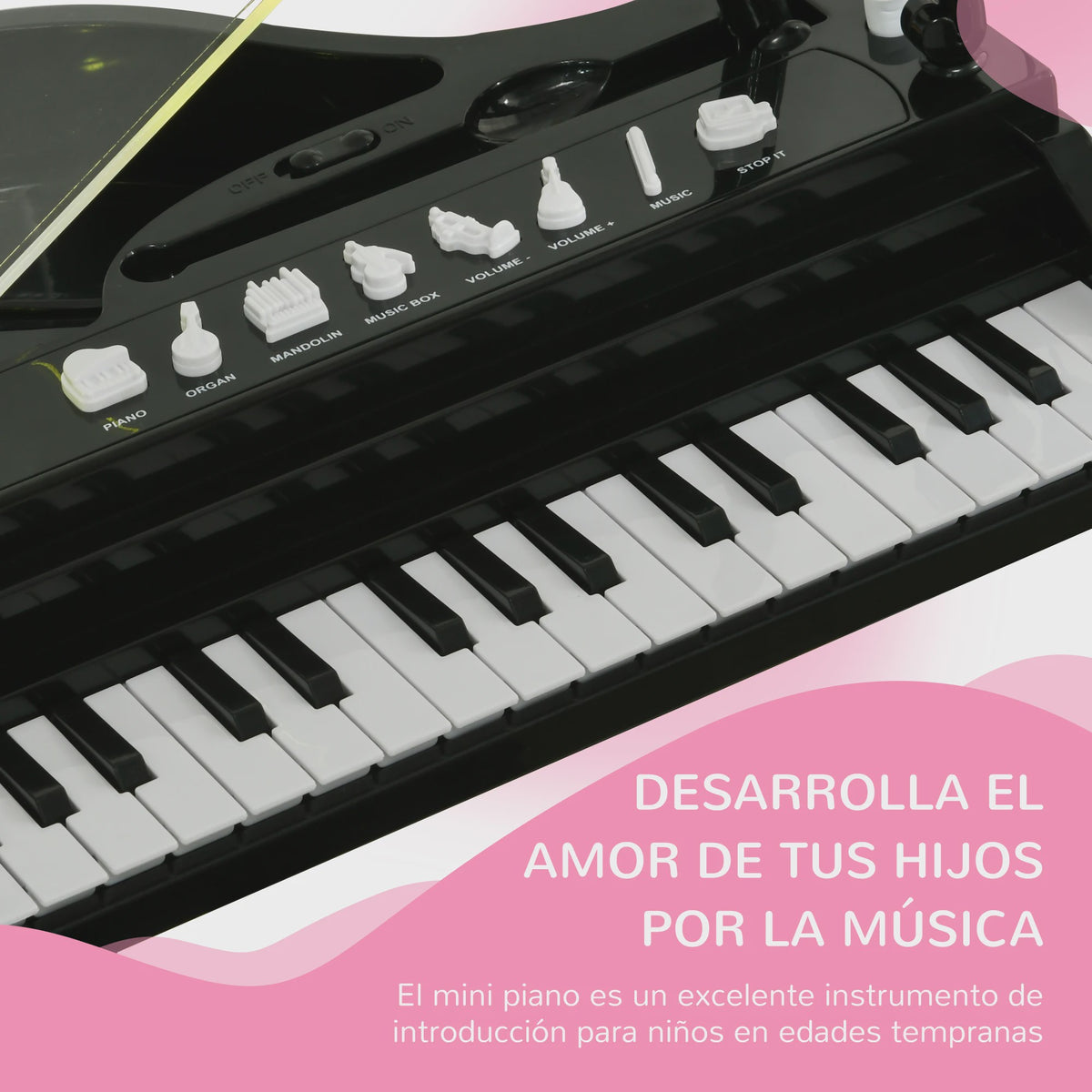 Zwart Kinder Elektrisch Piano Speelgoed met Krukje - 32 Toetsen & Microfoon