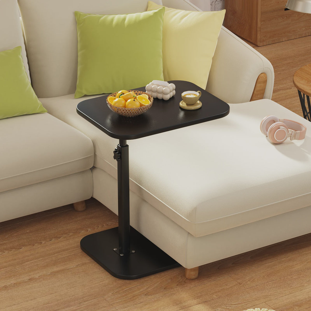 Verstelbare en Draaibare Bijzettafel - C-vormig Koffietafel voor Sofa en Bed