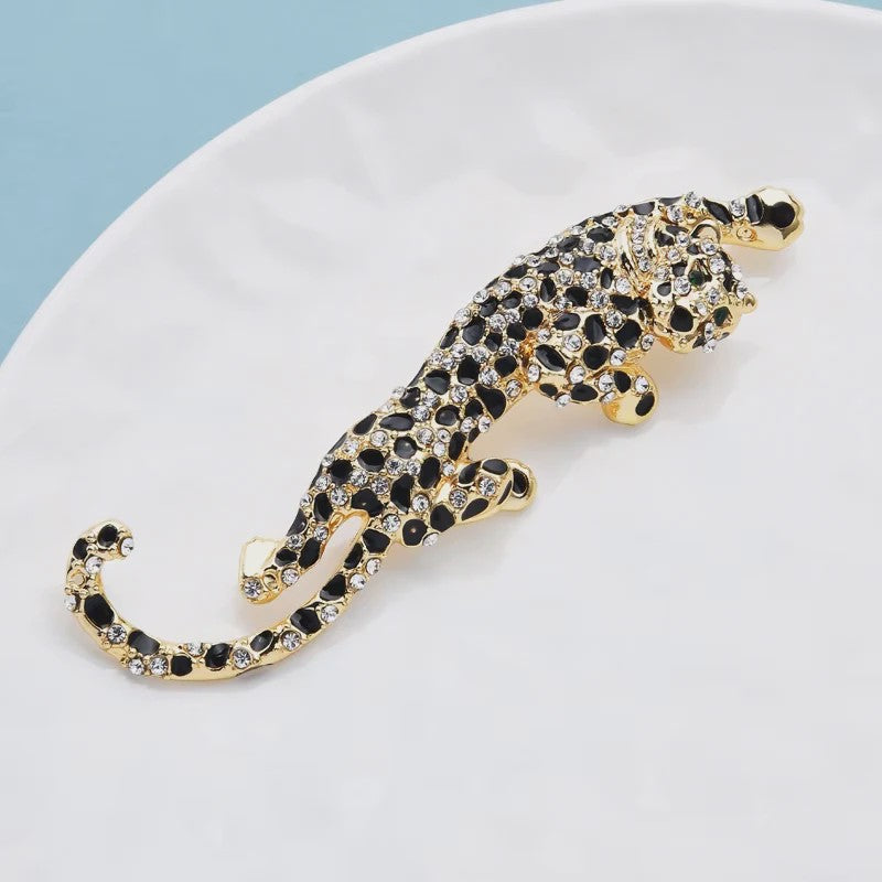 Luxe Leopard Broche met Kristallen - Dames & Heren