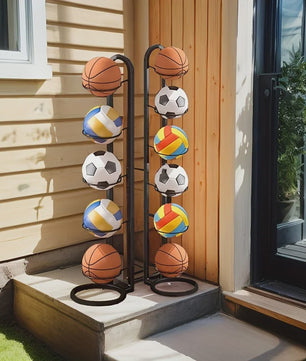 Zwarte Metalen Sportbal Organizer - Multifunctioneel Rek voor Ballen