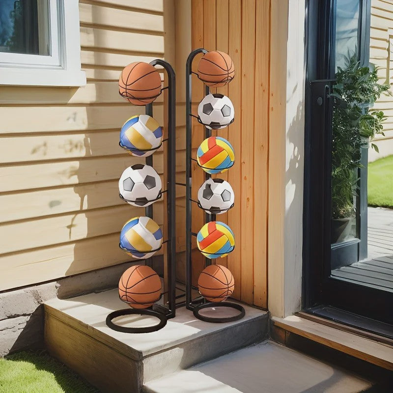 Zwarte Metalen Sportbal Organizer - Multifunctioneel Rek voor Ballen