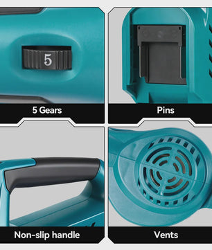 ONEVAN 5500W Krachtige Accu Bladblazer - Borstelloos, 5 Snelheden, Makita Batterij Compatibel