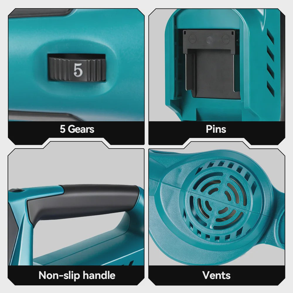 ONEVAN 5500W Krachtige Accu Bladblazer - Borstelloos, 5 Snelheden, Makita Batterij Compatibel