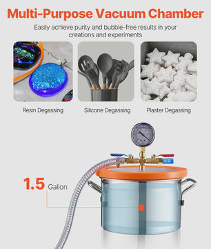 Vacuümkamer Kit met 3.5CFM Pomp & 4.92ft Slang - 1.5/3/5 Gallon