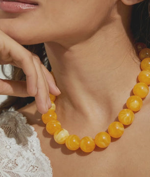 Bohemian Resin Kralen Ketting - Statement Choker met Dubbele Kleuren