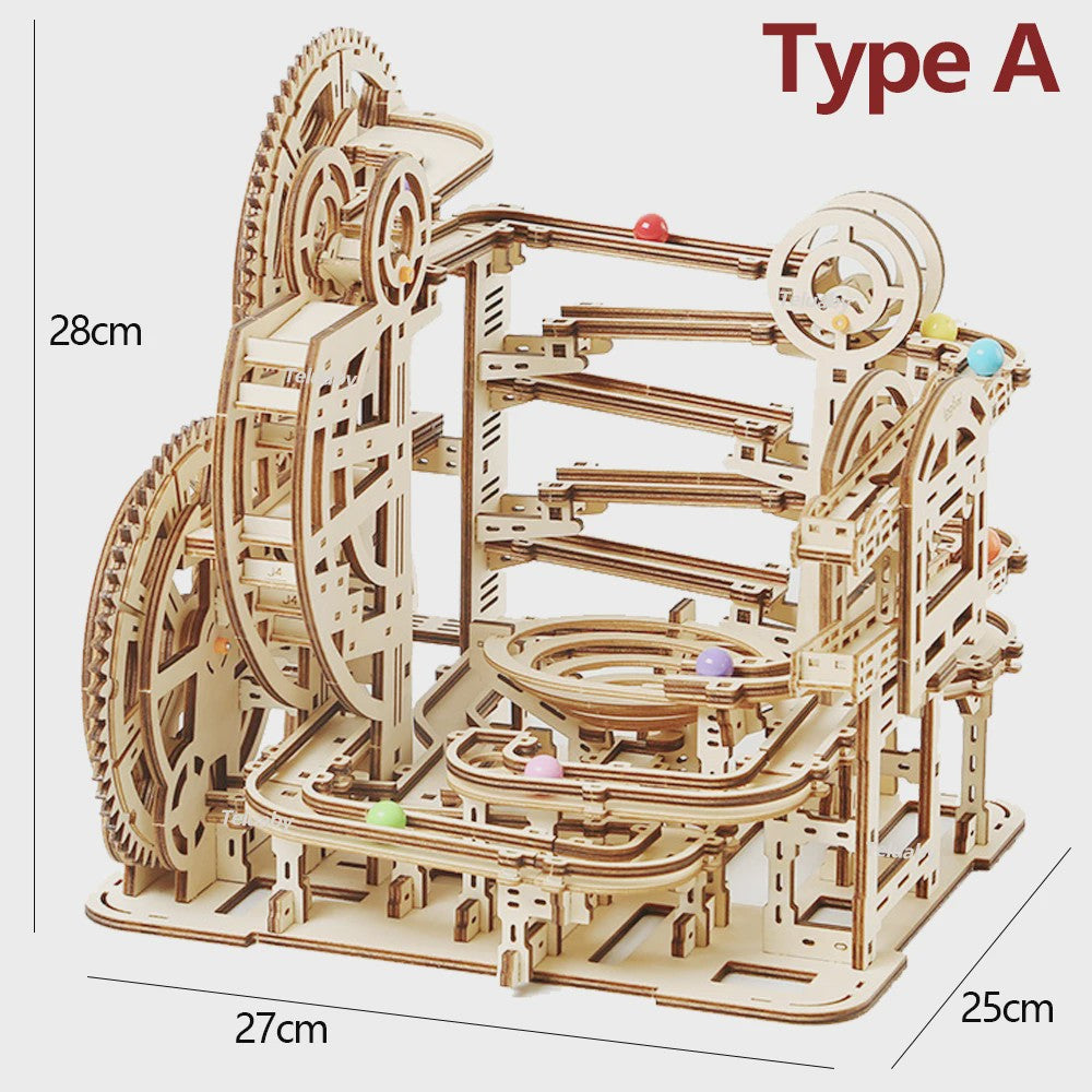 Houten 3D Knikkerbaan Puzzel - Mechanisch Bouwpakket voor Kinderen & Volwassenen