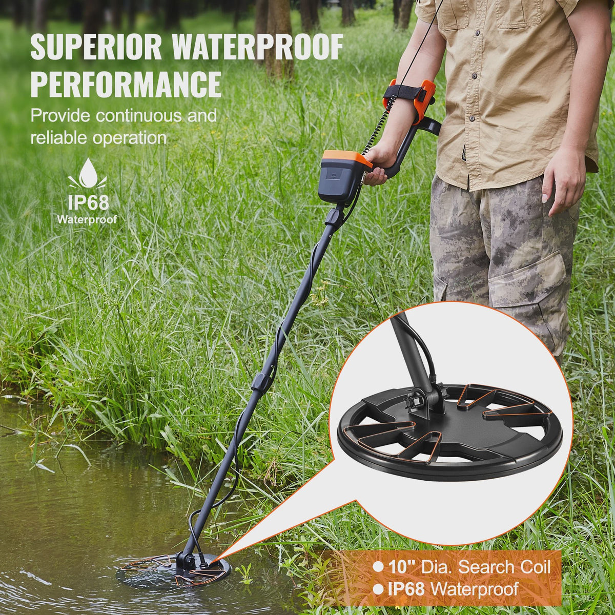 Metaaldetector voor Volwassenen & Kinderen - 10" Waterdichte Spoel, LCD, 7 Modi, Verstelbaar