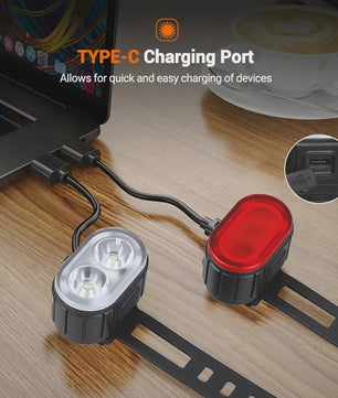 Oplaadbare Fietsverlichting Set: Voor- en Achterlicht met USB