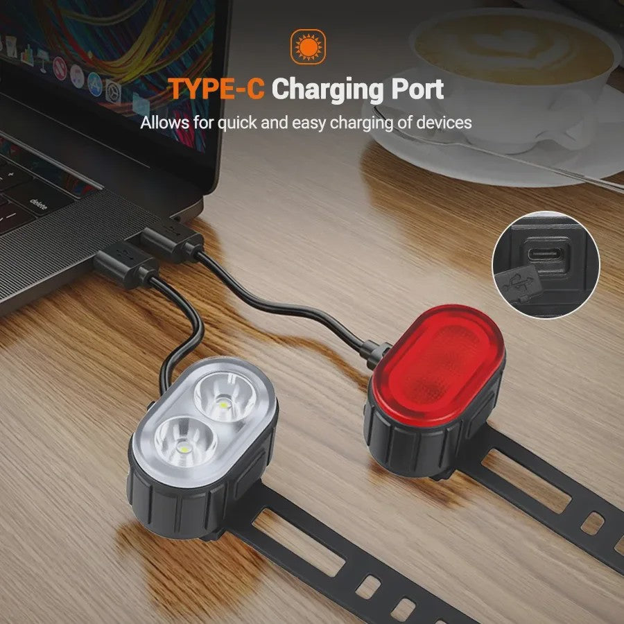 Oplaadbare Fietsverlichting Set: Voor- en Achterlicht met USB