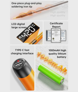 Draagbare USB Soldeerbout Set met Digitaal Display en Temperatuurregeling (300-420℃)