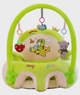 Pluche Baby Zitje met Speelboog - Leer Zitten & Voeden